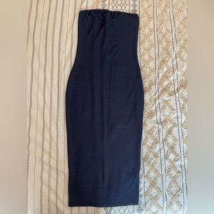 Navy strapless dress